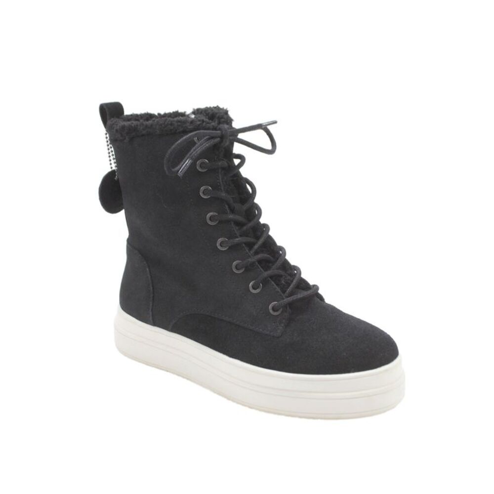 J Slides Womens Suede High Top Platform Sneakers Boots Shoes Black Size 8M
